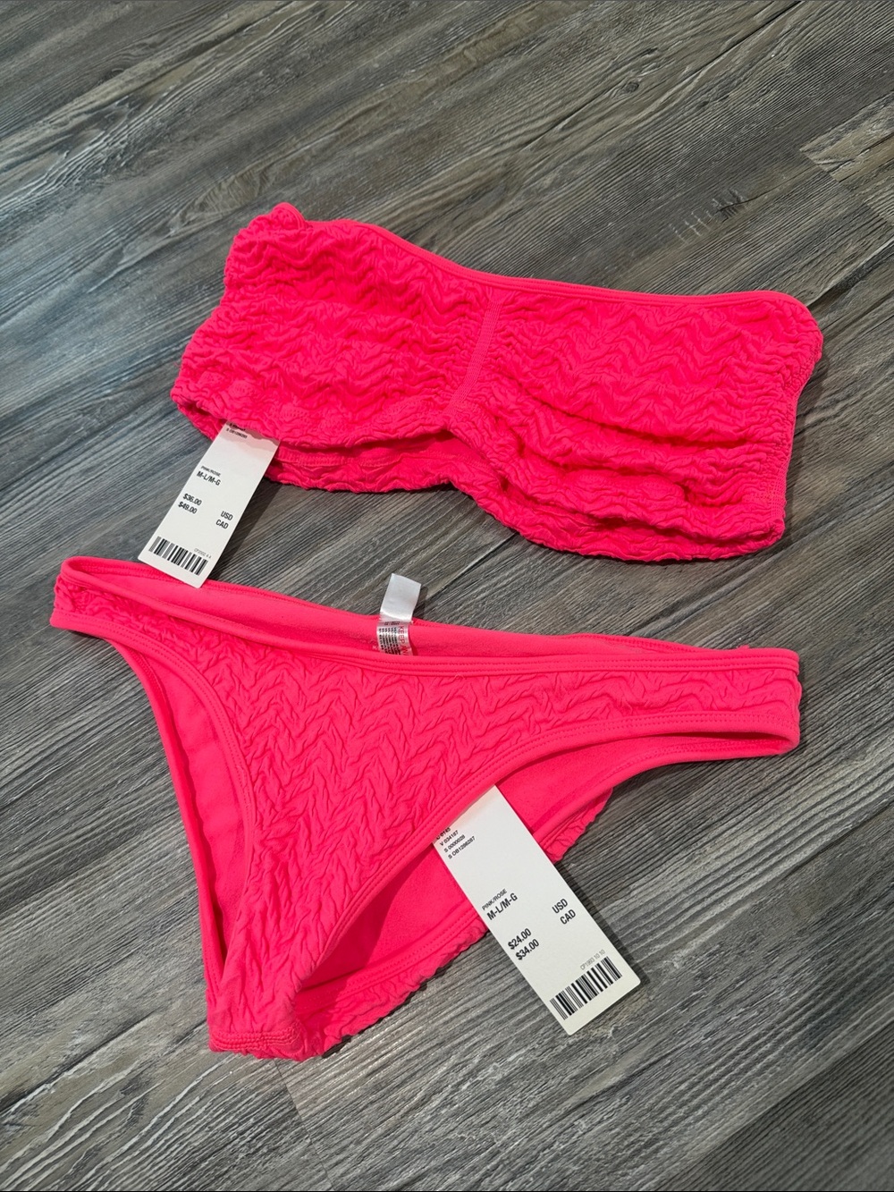 Urban Outfitters out from under Pink Textured Bandeau Bikini Set - Women Swim